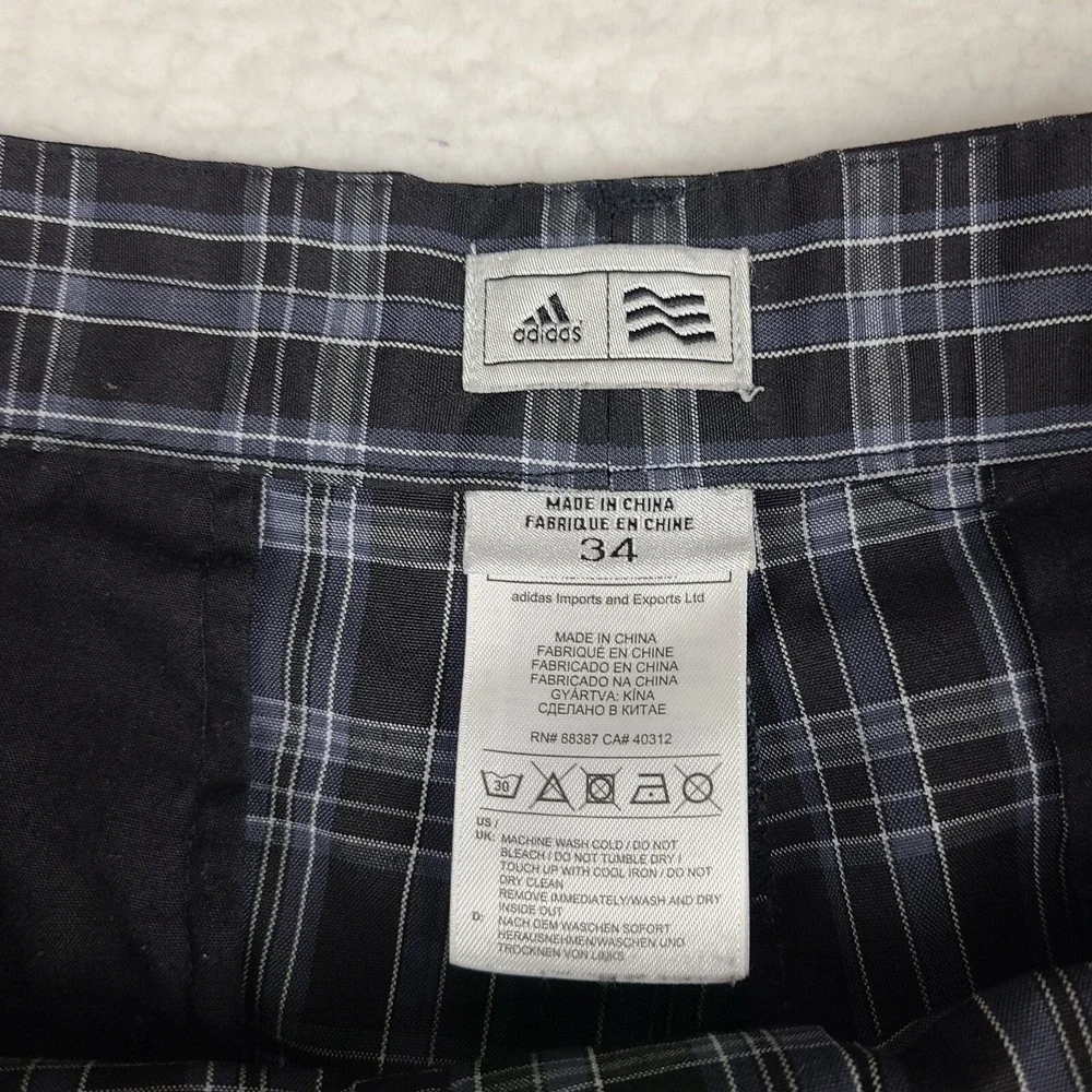 Adidas Shorts Mens 34 Black‎ Gray Purple Plaid 10